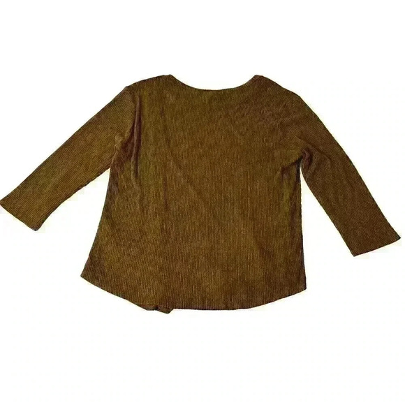 Misia Women's XL Brown V-Hem 3/4 Sleeve Rayon Blend Top Shirt w/ Button Accents - Picture 12 of 12